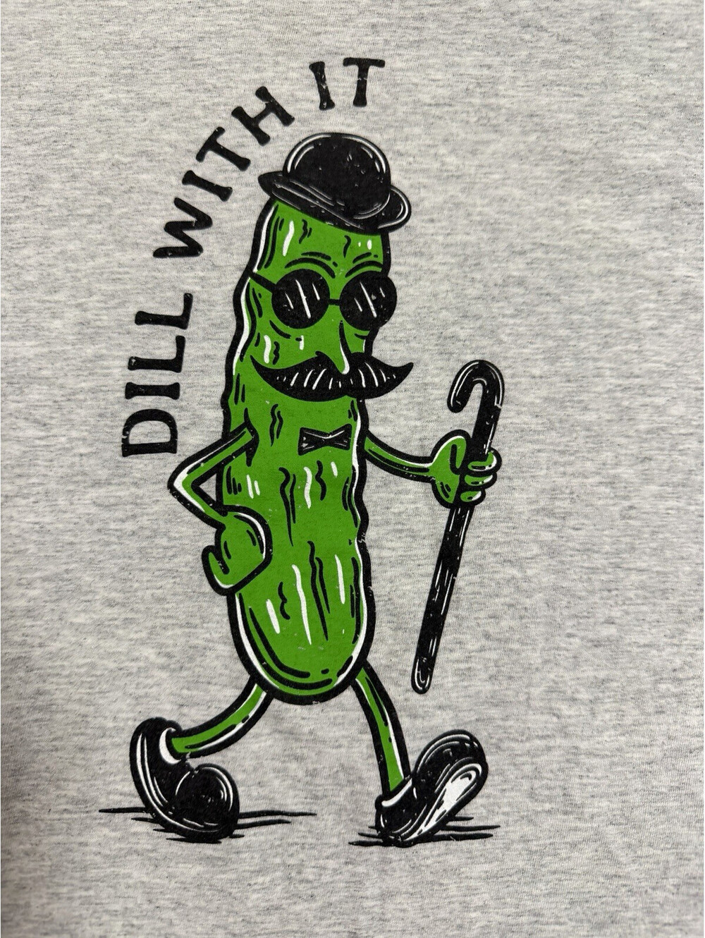Dill With It Pickle Graphic T Shirt Mens Large Gray Funny Humor Novelty Tee